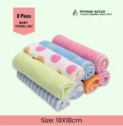 8 Pieces Baby Cotton Towel Set 18x18cm Soft Baby Wash Cloth