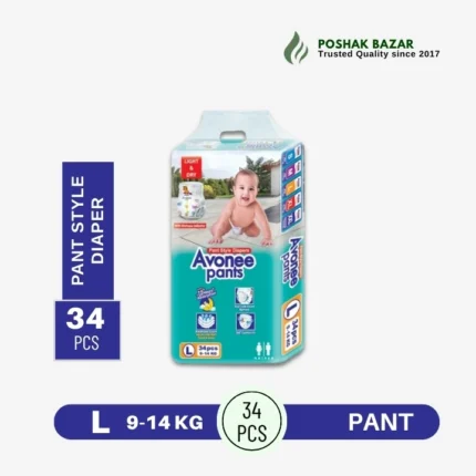 Avonee Pants Style Baby Diaper L 9-14 KG 34 PCS