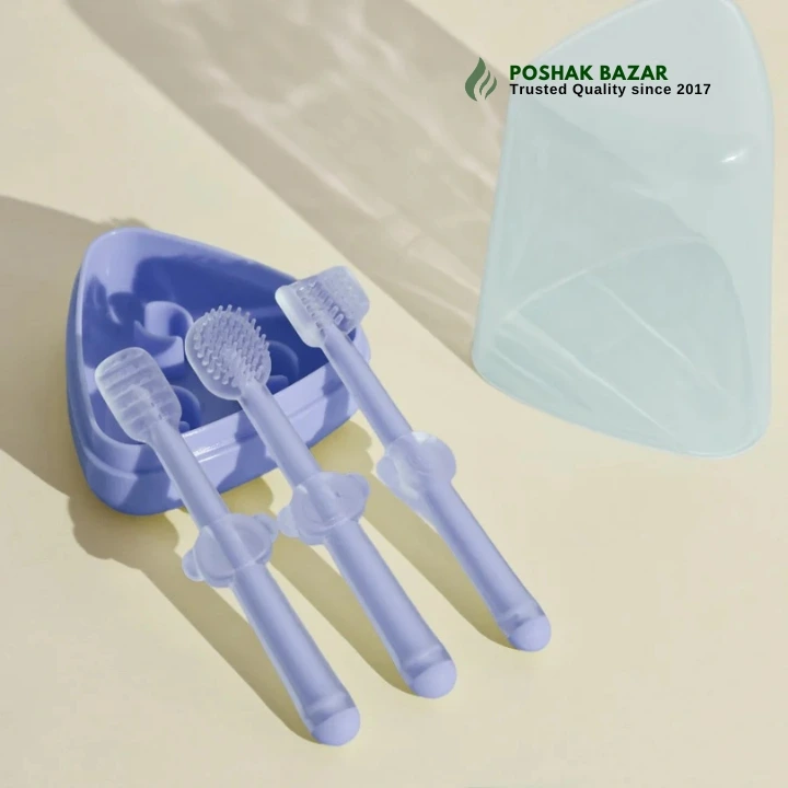 Baby Toothbrush Set 3 Pieces with Storage Case