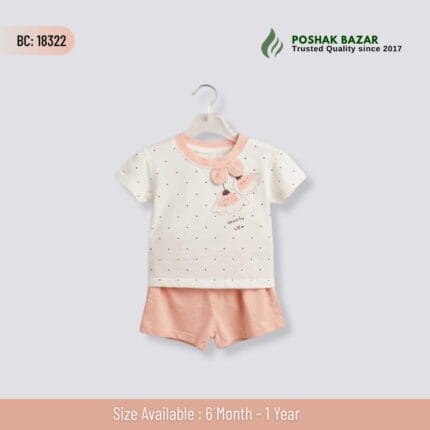 Original China Baby Girls Cotton Summer T-Shirt and Shorts Set 6 Months to 1 Year