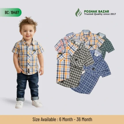 Export Quality Baby Boys Cotton Check Shirt 100 Percent Cotton 6-36 Months