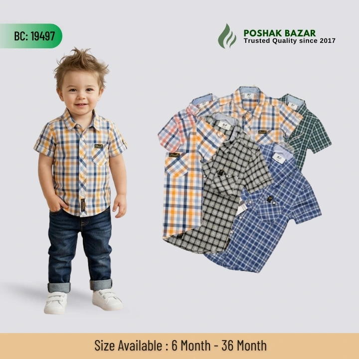 Export Quality Baby Boys Cotton Check Shirt 100 Percent Cotton 6-36 Months