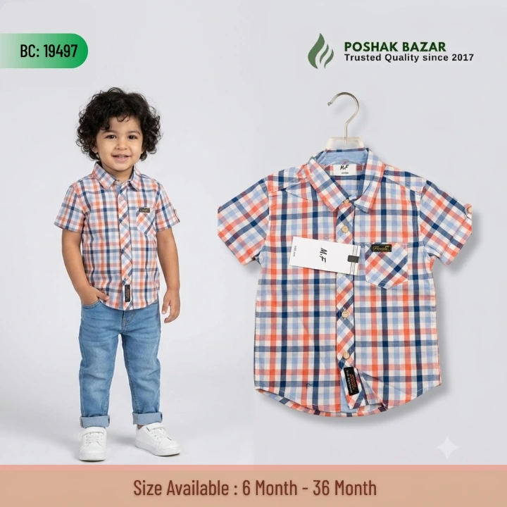 Export Quality Baby Boys Cotton Check Shirt 100 Percent Cotton 6-36 Months