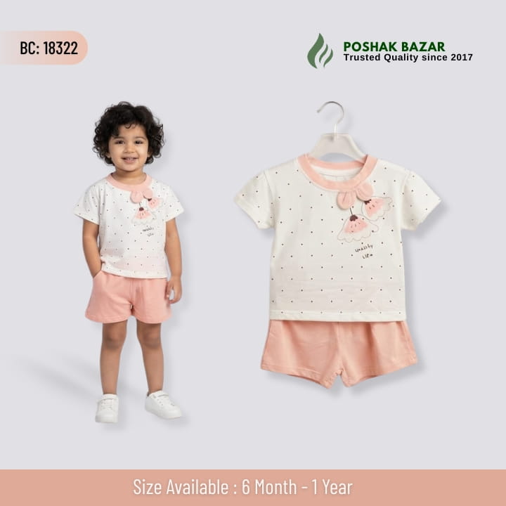 Original China Baby Girls Cotton Summer T-Shirt and Shorts Set 6 Months to 1 Year