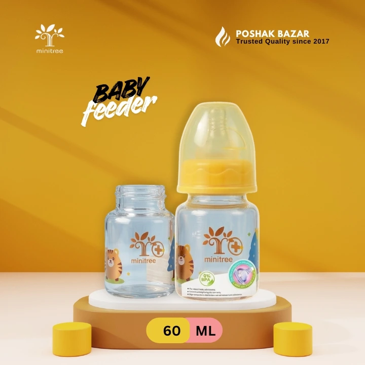 Minitree Glass Baby Feeding Bottle 60ml BPA Free Newborn Feeder