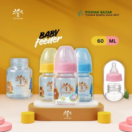 Minitree Glass Baby Feeding Bottle 60ml BPA Free Newborn Feeder
