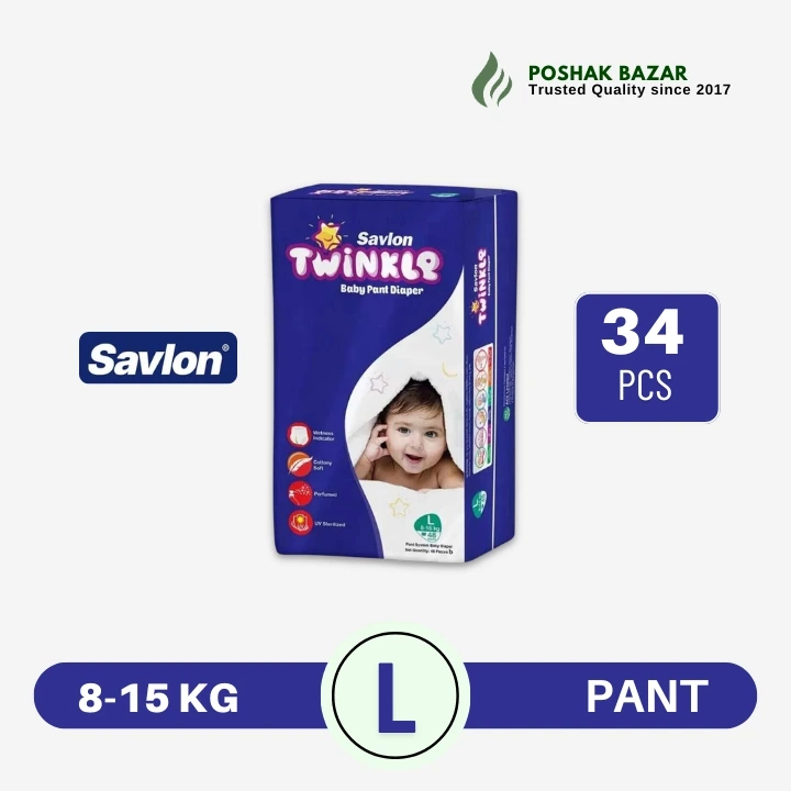 Savlon Twinkle Baby Pant Diaper L Size 34 Pcs