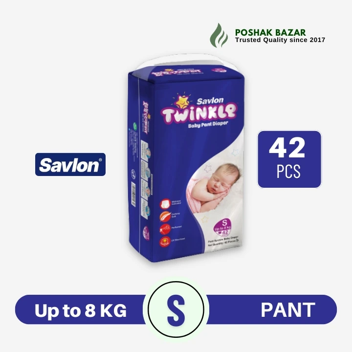 Savlon Twinkle Baby Pant Diaper S Size 42 Pcs Up to 8 KG